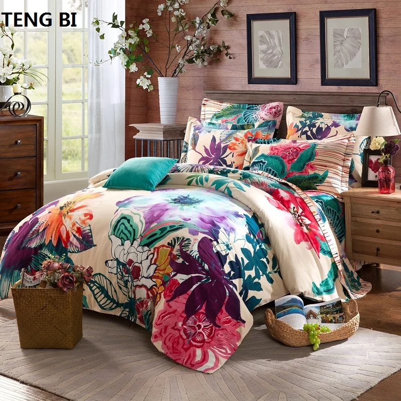 Kaufen 2018 neue 100% Baumwolle 3D Bett Fertige Kit 4 stücke Bettwäsche Umweltfreundliche Quilt Kissen Königin Größe