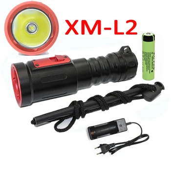 

Diving Flashlight Light Dive Torch XM-L2 LED Underwater Flashlight Waterproof Diving Lamp lanterna + 18650 Battery + Charger