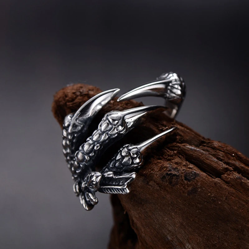 1 шт., распродажа, серебряное кольцо в стиле панк для мужчин и женщин, металлическое когти дракона, размер 8, 9, 10, Индивидуальные Кольца iker, винтажные готические украшения