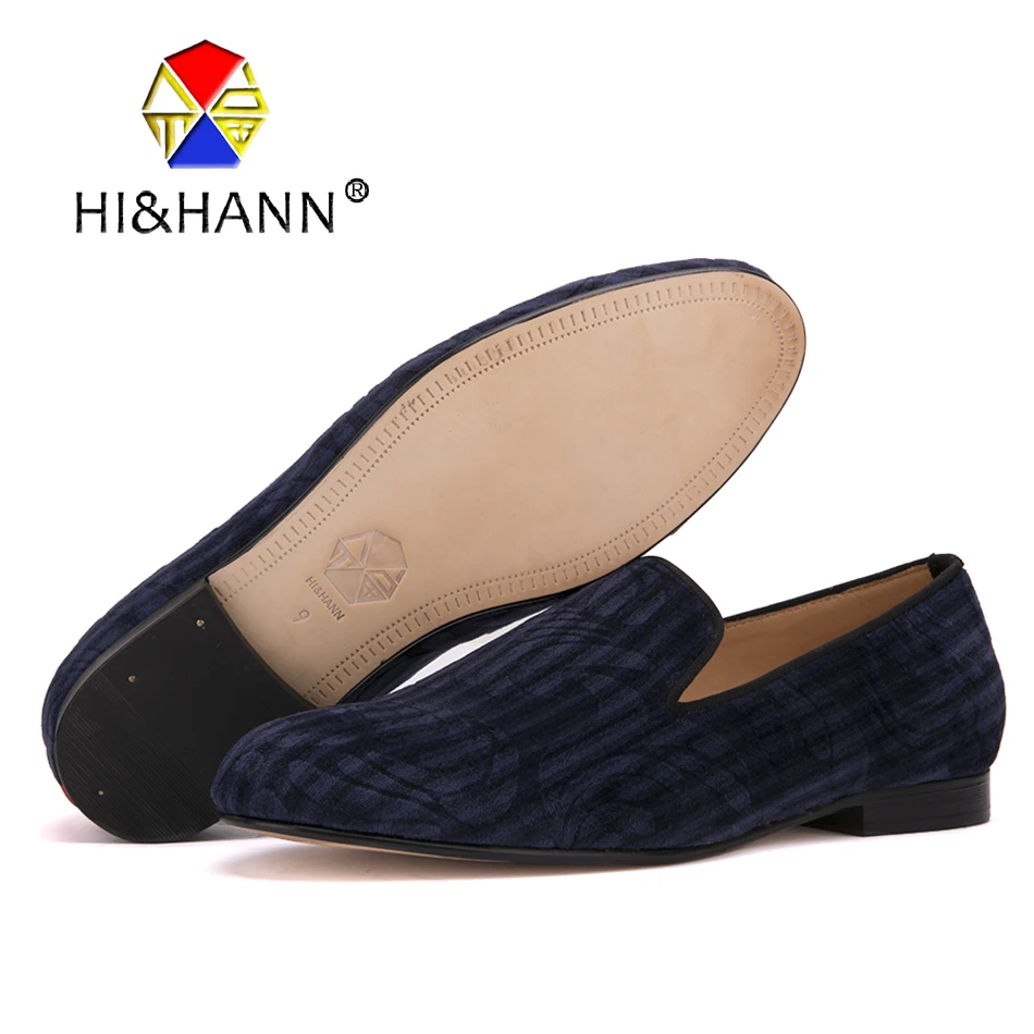 Hecha Diseño Hombres De Suela A Holgazanes Impresión Mano Plantilla Y Paisley Boda Zapatos Partido Con Vestido Terciopelo Azul Del Genuino Cuero wpgqBx6g