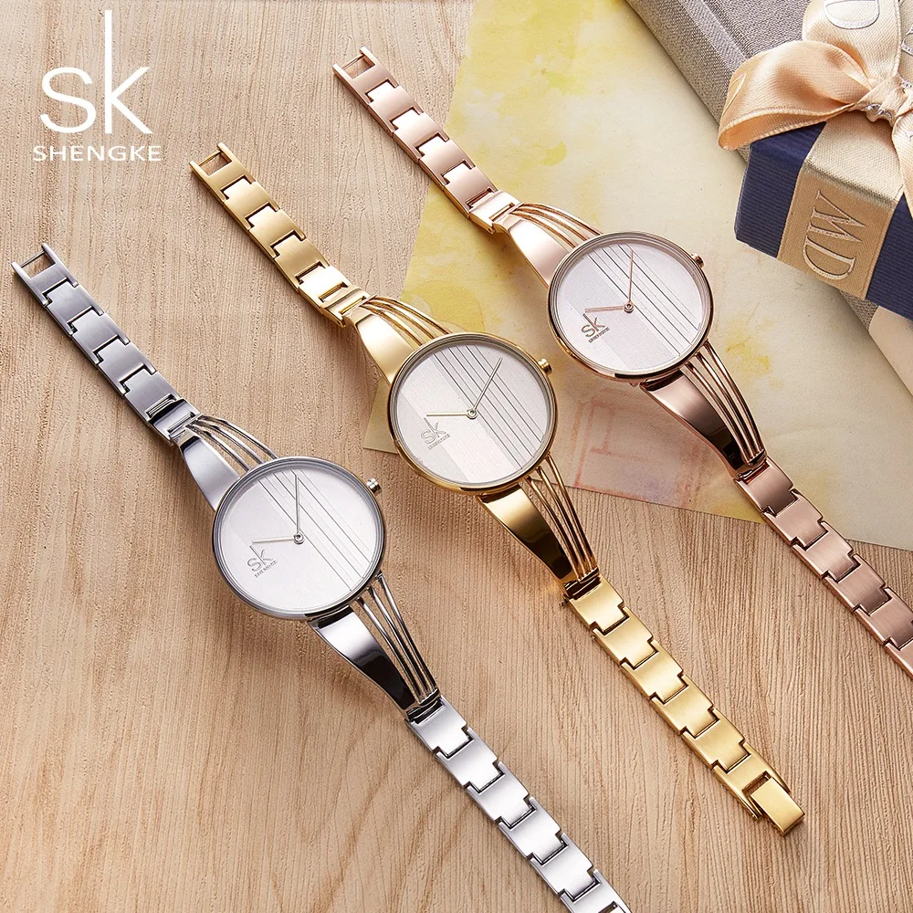 Shengke модные позолоченные женские часы очаровательные женские наручные часы браслет Кварцевые часы Женские Montre Femme Relogio Feminino