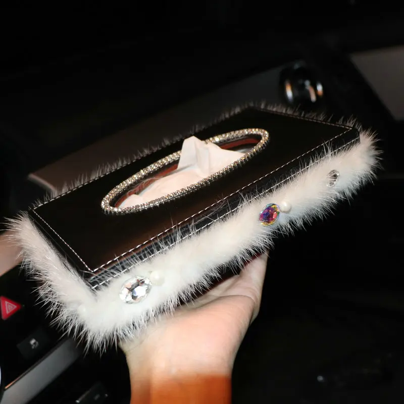 Feather-Pearl-Crystal-Car-Tissue-Box-Diamond-Imitation-Mink-hair-Auto-Tissue-Holder-Block-type-Winter-Car-Styling-12