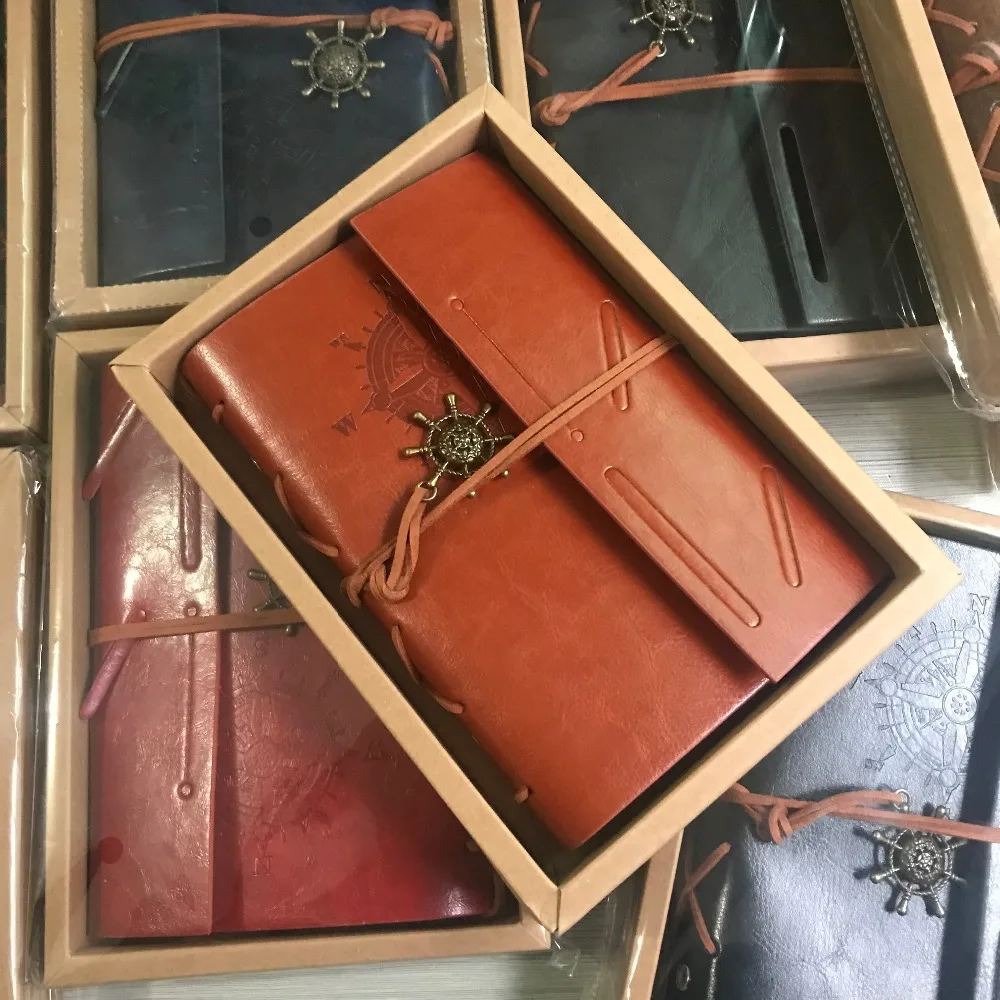 Pirate Diary Travel Journal Notebook Retro Anchor Faux Leather Cover