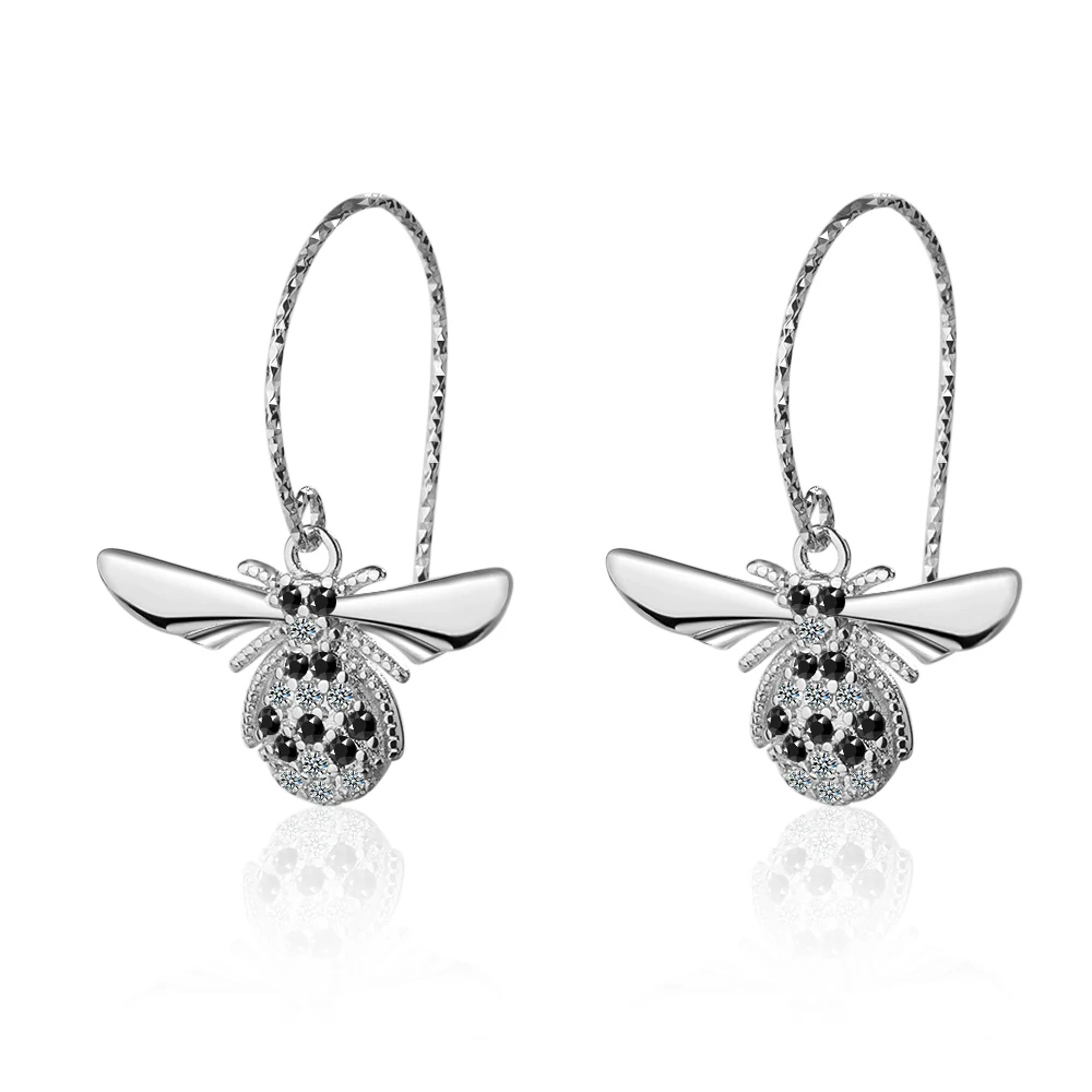 Anenjery дизайн 925 пробы серебро микро циркон серьги в виде пчел для женщин модные ювелирные изделия oorbellen S-E793 - Окраска металла: silver