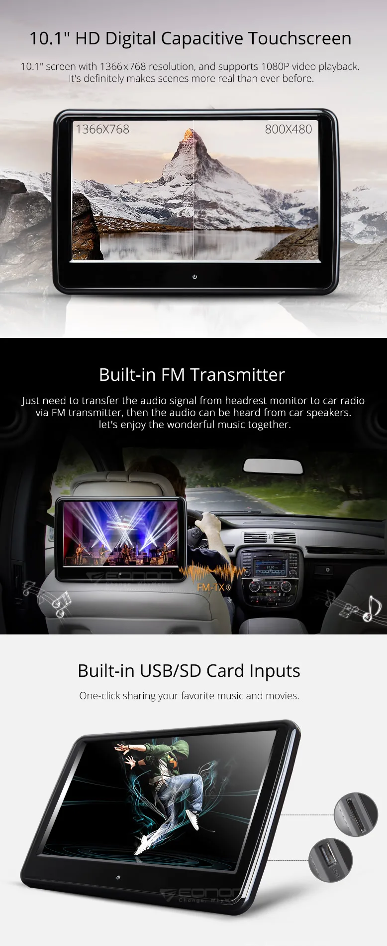 Sale 10.1" Quad Core Android 6.0 OS Car Headrest DVD Headrest Car DVD Headrest Car Monitor DVD with App Installation Support 1