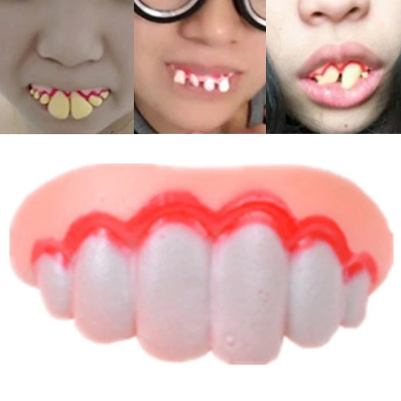 

New 1 Pcs Funny Goofy Fake Vampire Denture Teeth Halloween Decor Prop Trick Toy