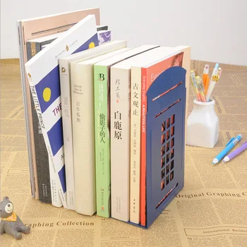 

Fun rolling iron bookstand creative retro phone booth bookstand gift office and school supplies