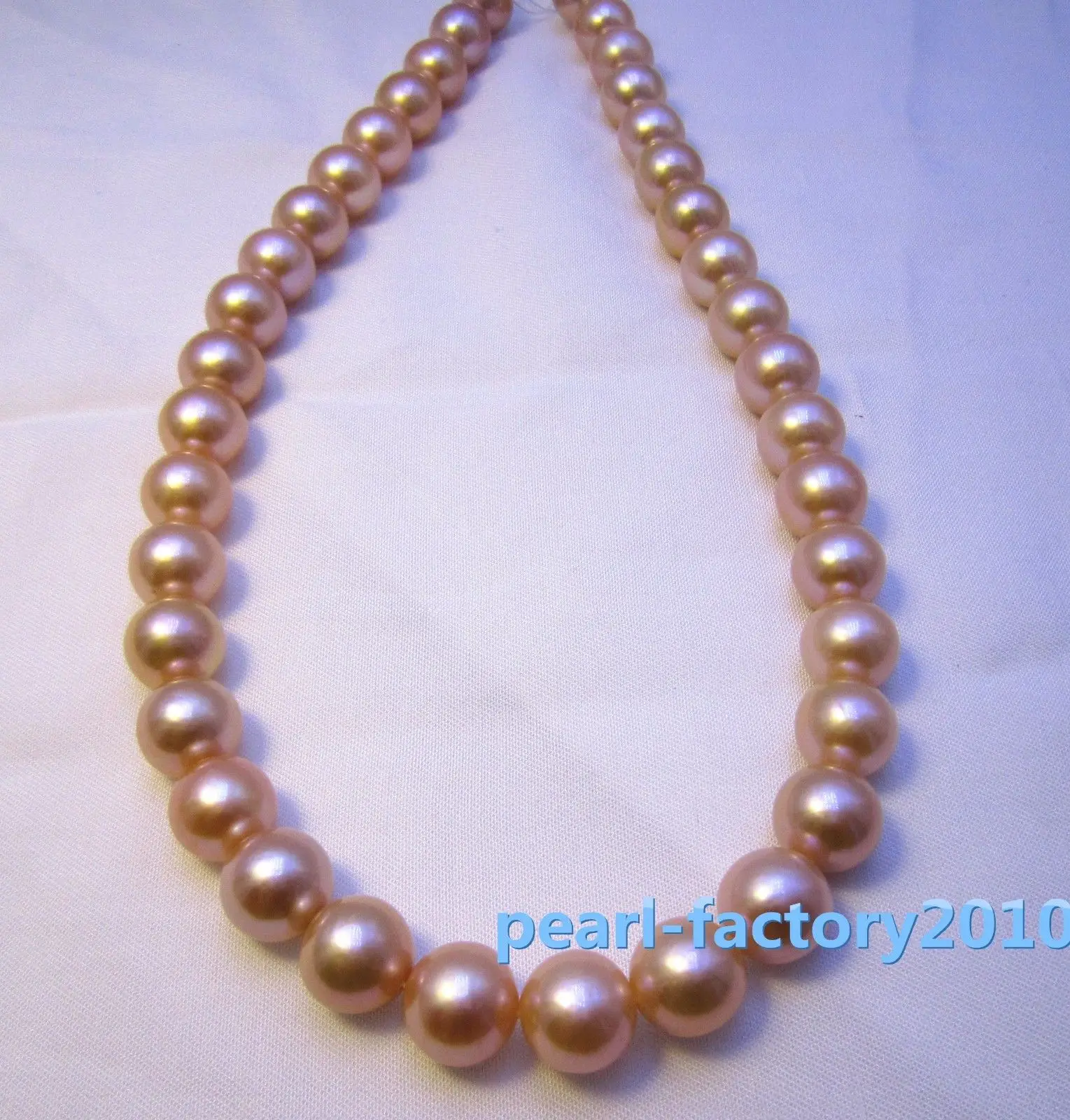

AAAAA 11-12 MM PINK natural SOUTH SEA PEARL NECKLACE 14K gold Clasp