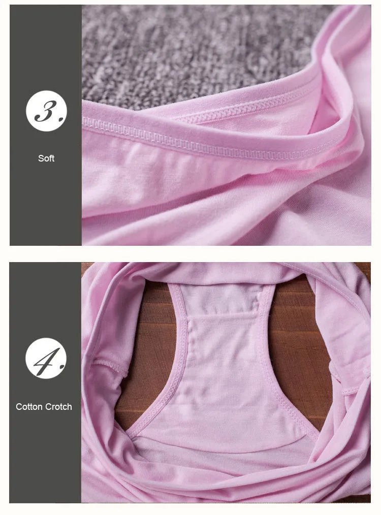3PCS Plus Size M-XXL Women's Cotton Underwear High Waist Sexy Panties for Women Bamboo Fiber Briefs Seamless Lingreie Intimates (18)