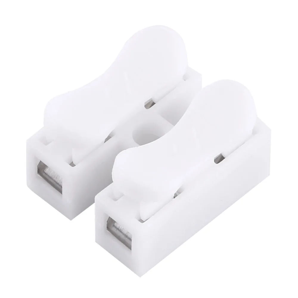 

100pcs/Lot Terminal Block 10A 220V High Pressure Resistant 2 Pin Push Quick Wire Cable Connector White Wiring Terminal
