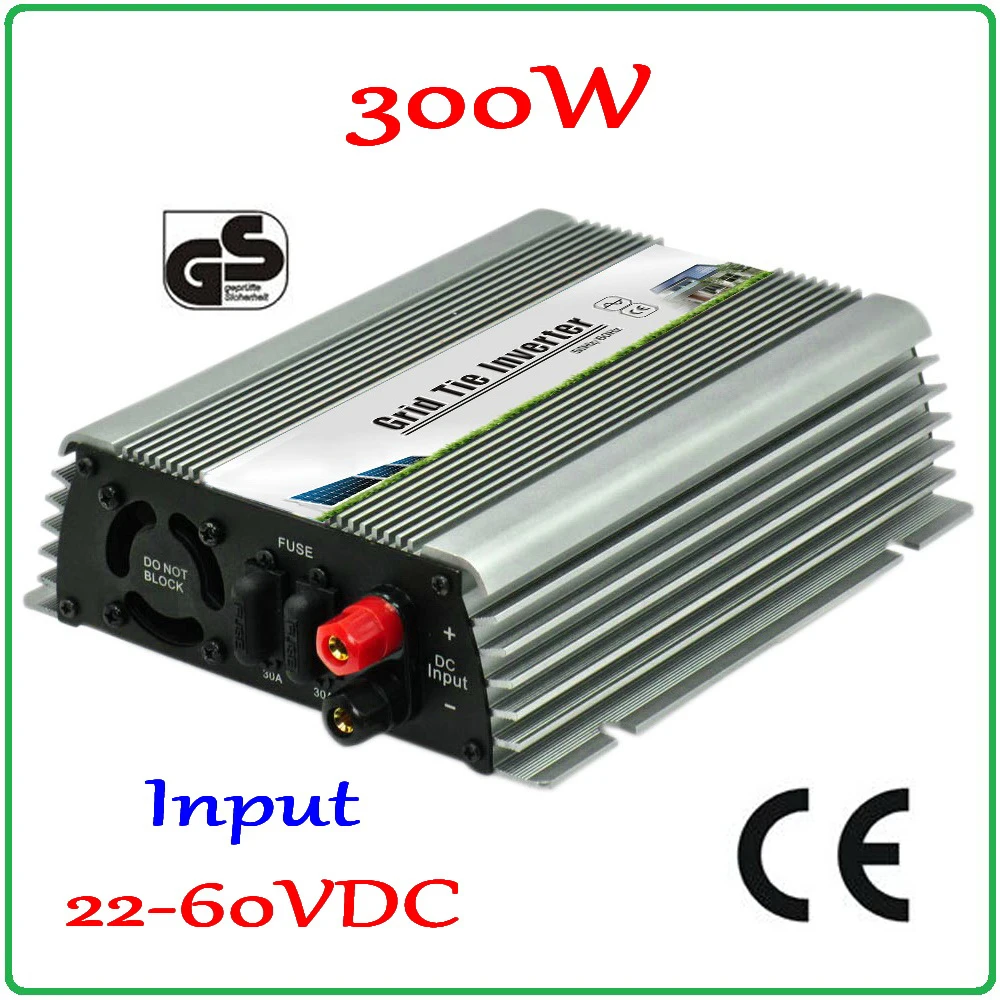 

300W Grid Tie Inverter with MPPT Function for 30V 60cells/36V 72cells Panel, 22-60VDC Pure Sine Wave Output 300W Micro Inverter