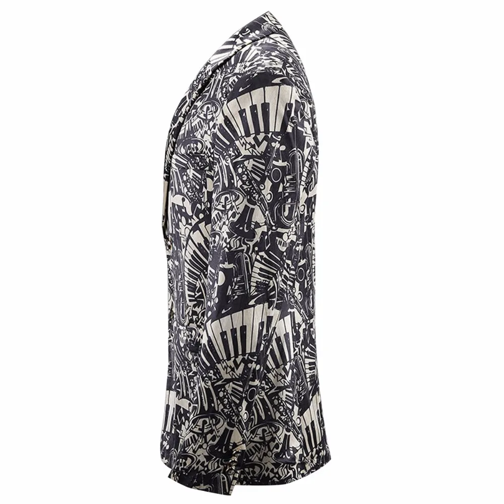 Cloudstyle 2018 Male Performance Suit Jackets Fashion Single Button Black And White 3d Print Overcoat Party Show Casual Blazer