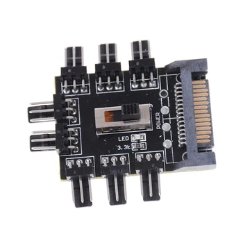 

PC 12V SATA 1 To 8 3pin Power Socket PCB Adapter SATA 1 To 8 Way Cooling Fan Splitter Hub Cooler Cooling Fan Hub Computer