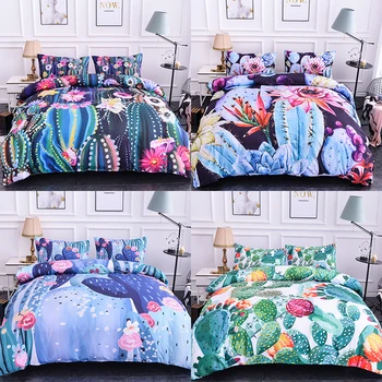 

Boniu 3D Cactus Plant Pattern Kids Girls Bedding set 2/3pcs Cactus Garden Comforter Cover Queen /King Size Pillow Case