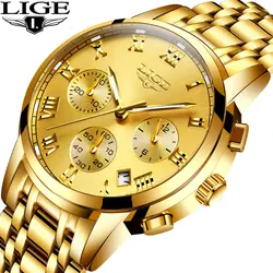 2019 Relogio Masculino LIGE мужские часы деловые Роскошные Топ брендовые золотые часы мужские спортивные водонепроницаемые кварцевые часы подарок