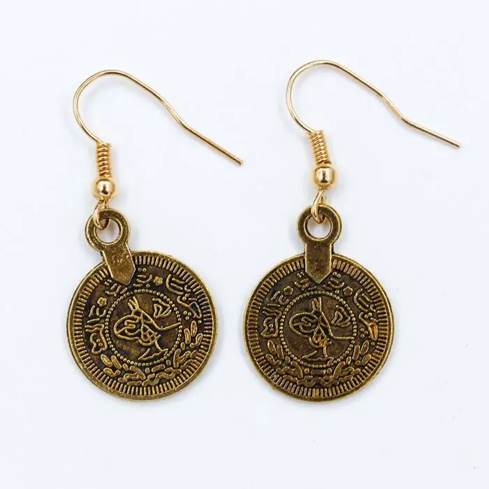 

ey985 1 pair Fashion Jewelry Vintage Ethnic wind India Egypt money currency Coins Pendants Dangle Tassels female Earrings