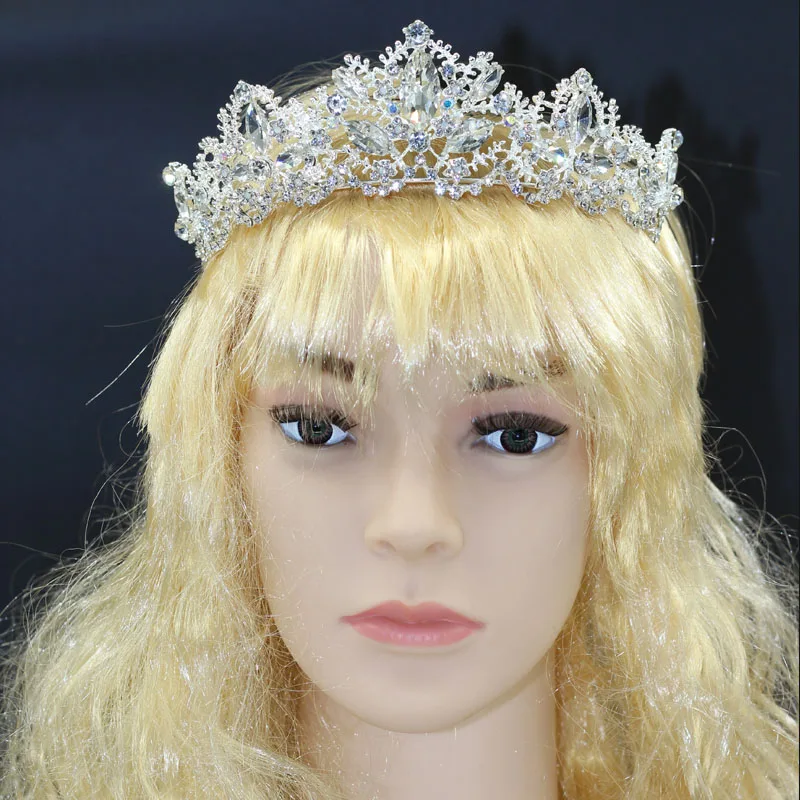 

2017 New Rhinestone Tiaras Queen Crown Wedding Hair Accessories Handmade Hair Jewelry Head Decorations Women Headpiece