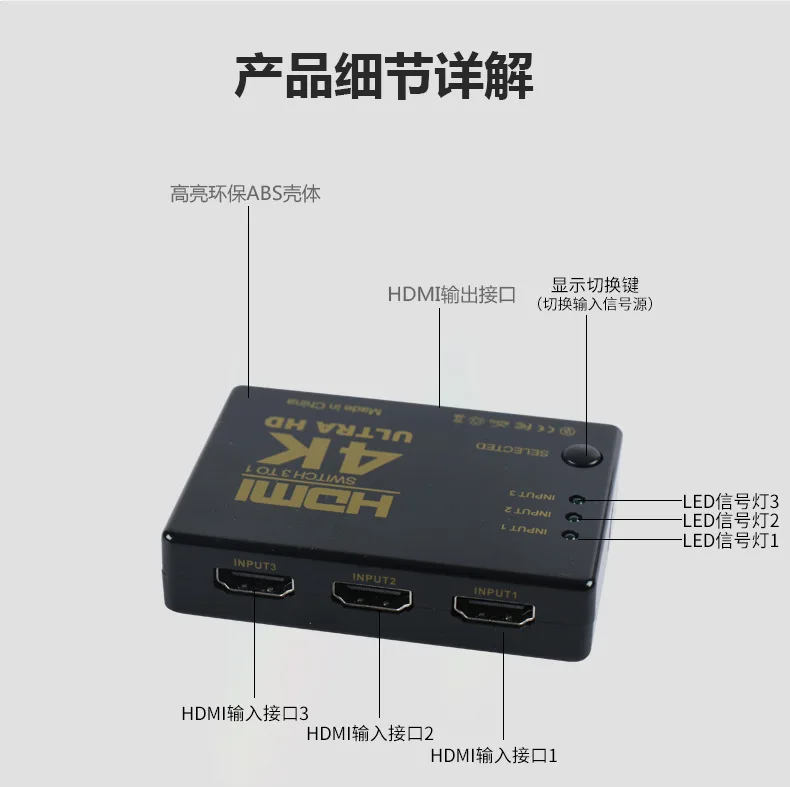 1 шт. 3 порта 4K* 2K 1080P Переключатель HDMI Переключатель Селектор 3x1 сплиттер коробка Ultra HD для HDTV Xbox для PS3 PS4 мультимедиа горячая распродажа