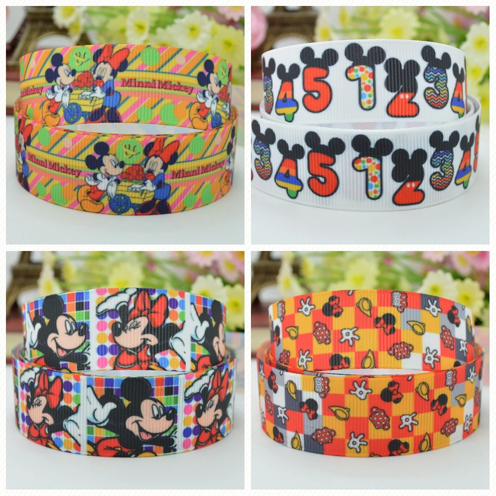 DUWES 7/8 &quot22 мм 2 5 10 20 50 ярдов Микки мультфильм напечатал grosgrain ленты волос лук DIY