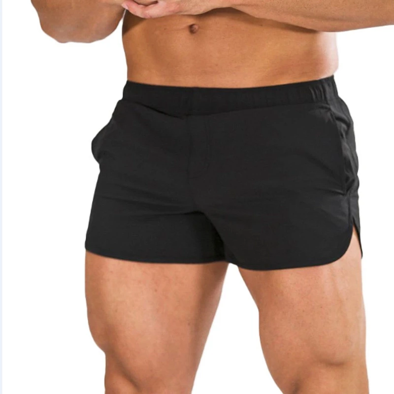 Мужские спортивные шорты для тренировок, тренировки, спорта, повседневная одежда, шорты для фитнеса, бега, легкая атлетика, однотонные - Цвет: Черный