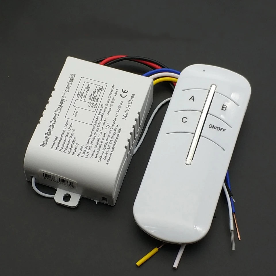 ON/OFF AC ricevitore Wireless lampada luce telecomando interruttore 220V 3 vie vendita calda intelligente