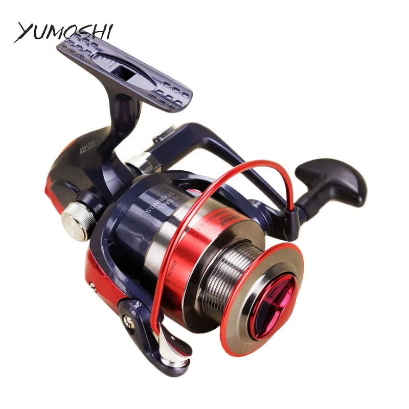 Koop Metal Spool Spinning Vissen Rollen rubber Handvat 12BB roestvrijstalen As Rear Drag Zoetwater Zoutwatervissen 2000 7000