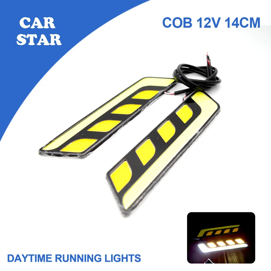 Free Shipping 2PCS/SET Car Daytime Running Light LED COB DRL 14cm White/Yellow Driving Lamps Fog