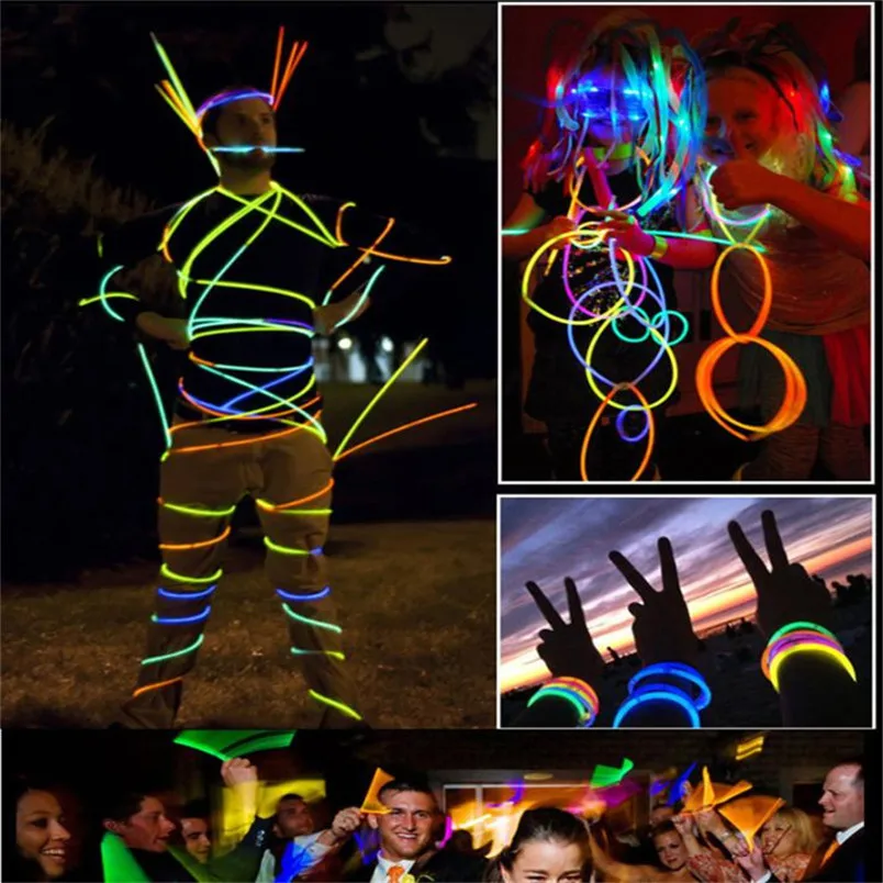 

Curable 2017 Glow Stick 100 Pcs Glow Sticks Bracelets Necklaces Fluorescent Neon Party Hot Gift #30