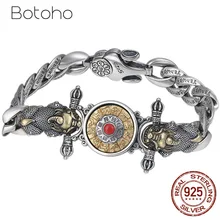 925 пробы, серебряный браслет Будды для мужчин, Vajra, Зодиак, мантра, удача, отважный солдат, вращающийся браслет, браслет, ювелирное изделие, подарки