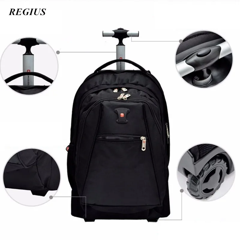 High Quality Designer Black men's Aluminum Trolley Luggage Travel Bag