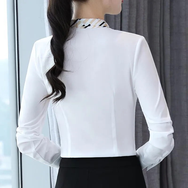 Naviu Новая модная блузка Женская Формальная тонкая шифоновая рубашка с длинным рукавом Офисная Женская рабочая одежда размера плюс Топы