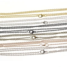 10 шт., черные, розовые, золотые, серебряные металлические цепочки, ожерелье s для кулона, подвески, застежка Омар, сделай сам, для изготовления ювелирных изделий, ожерелье, цепь, оптом, 60 см