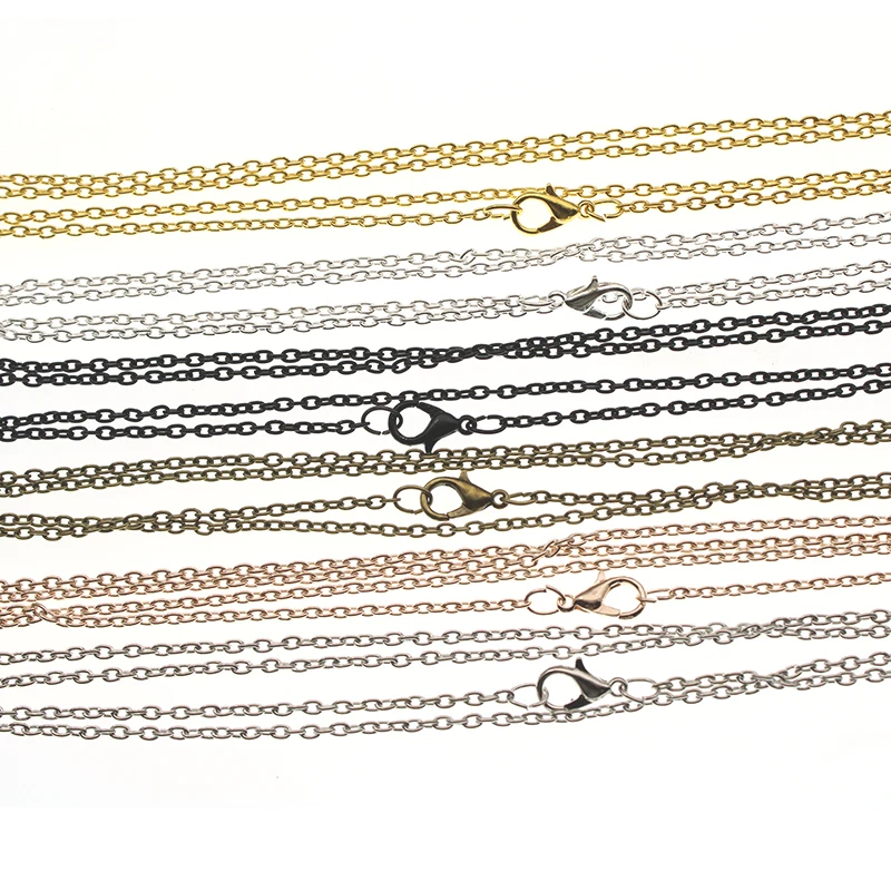 

10pcs Black Rose Gold Silver Metal Chains Necklaces for Pendant Charms Lobster Clasp DIY Jewelry Making Necklace Chain Bulk 60cm