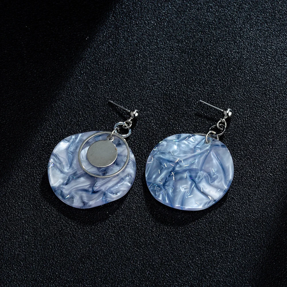 

Circular Long Drop Earrings For Women Personalized Tide Models Wild Tide Earrings Temperament Metal Acetate Plate Dangle Earring