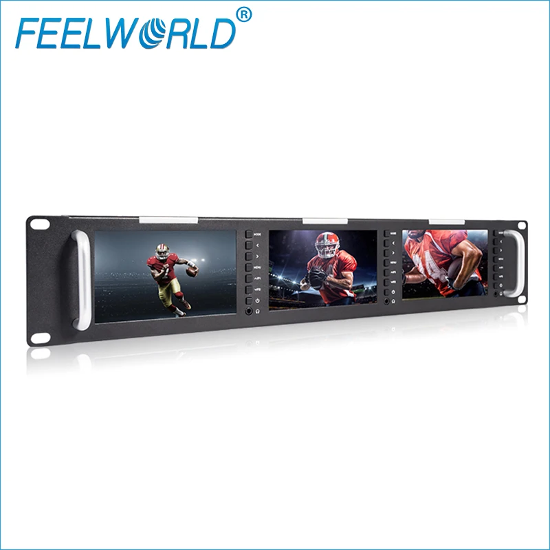 

Feelworld T51 Triple 5 Inch 2RU LCD Rack Mount Monitor with 3G-SDI HDMI AV Input and Output Broadcast Level Quality Monitors