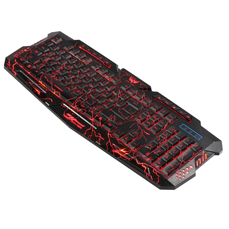  English Version Gaming Keyboard Gamer 3 color Switchable Backlights LED USB Wired Game Keyboard for
