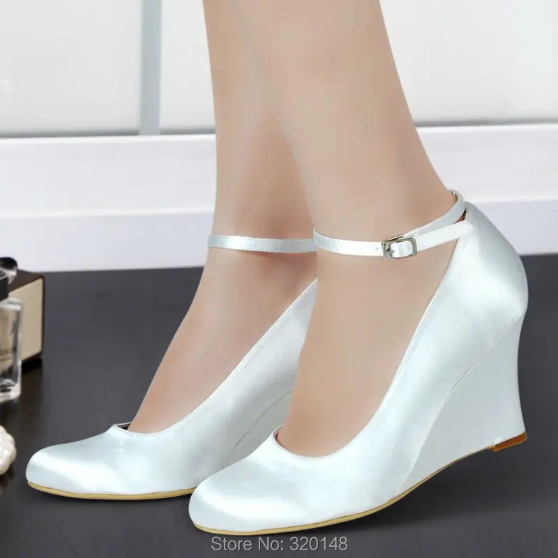 white formal wedges