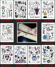 LC-877/10 Styles Fashion Geometric Temporary Tattoos Owl Diamond Triangle Tattoos Modern Unisex Letter Body Tattoos
