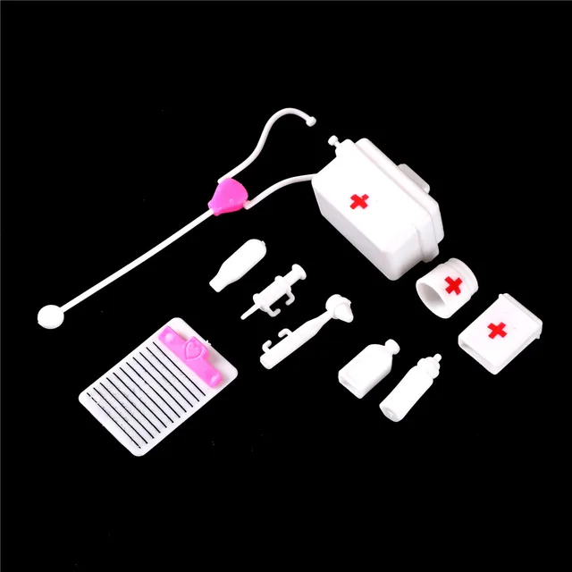 1Set Plastic Doctor Toys for girls Medical Kit Medicine Box For Pets Toys kids role play pretend play Doll Accessories 2