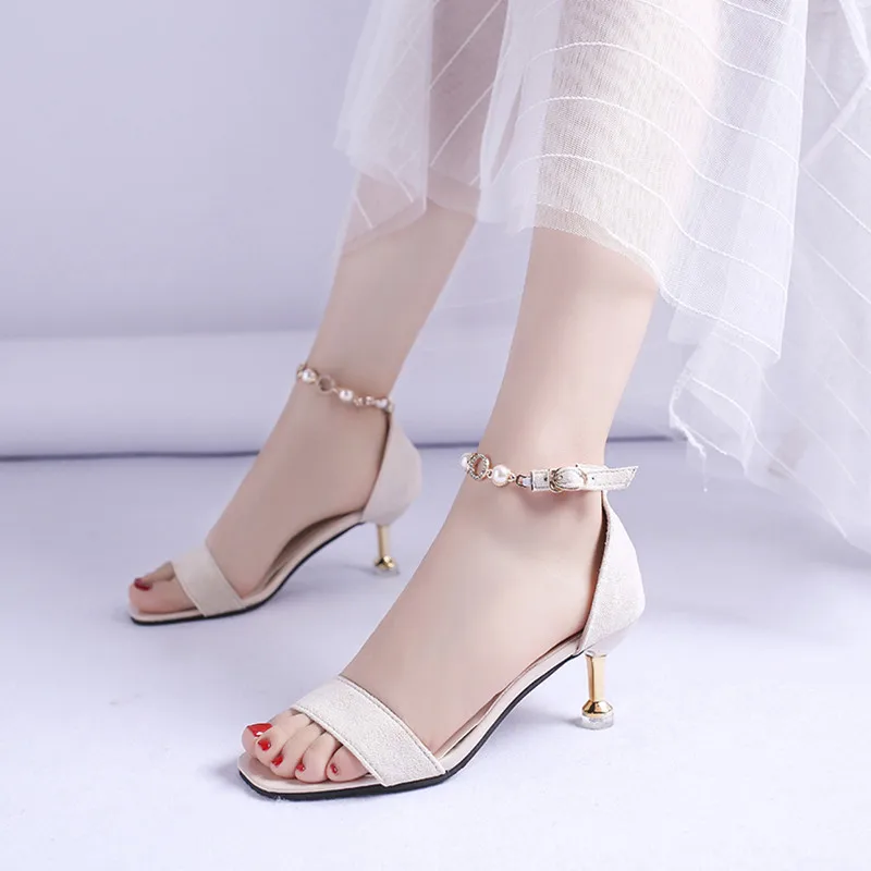 

Beige Heeled Sandals Fashion Womens Shoes 2019 Espadrilles Platform High Heels Med All-Match Black Stiletto Luxury Comfort