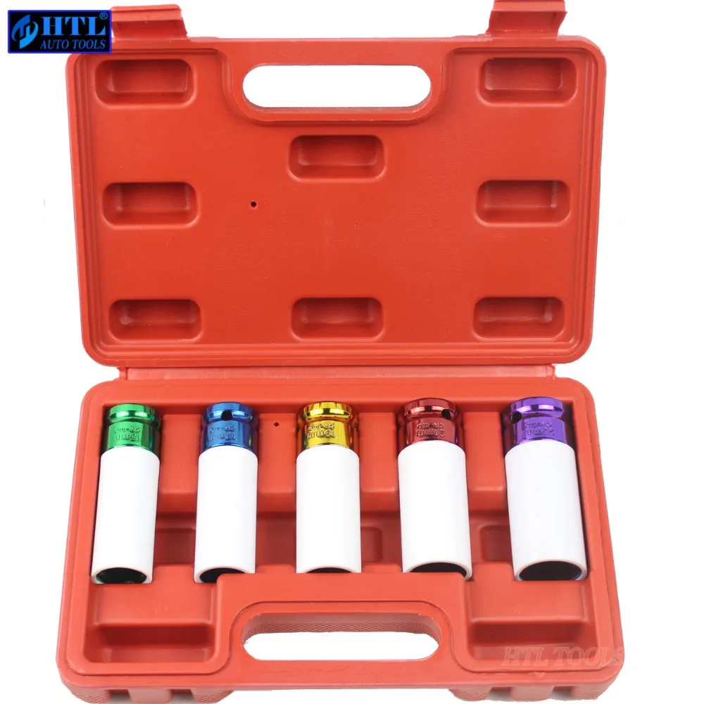 buy 5pcs Thin Wall Alloy Wheel Nut Socket Deep Impact Socket Set 15mm 17mm 19mm 21mm 22mm 1 2\