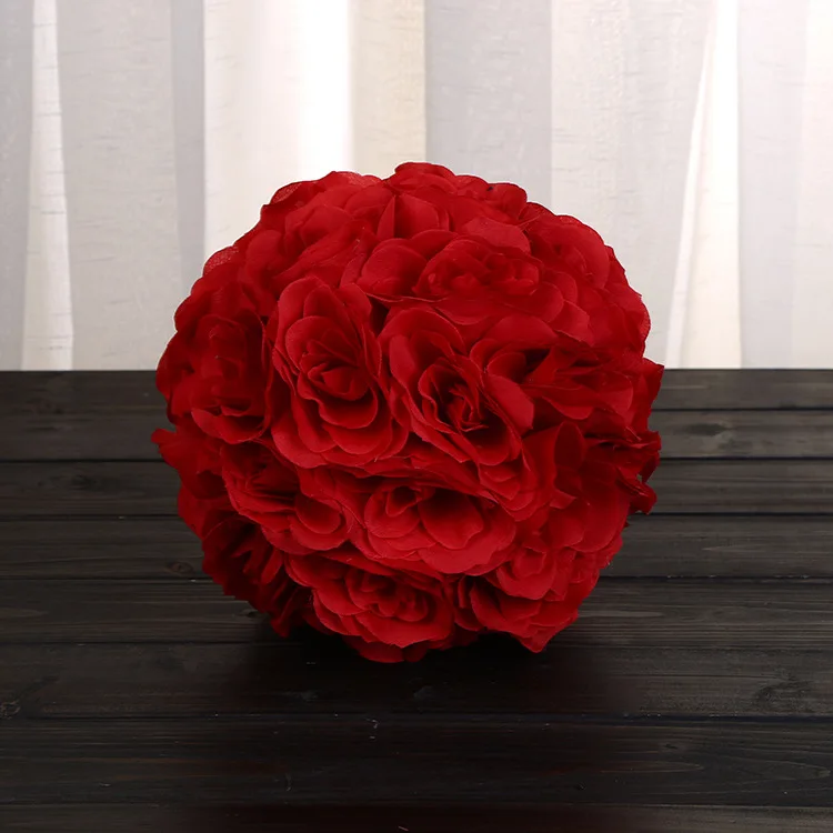 Новая мода "(20 см) красный цвет Искусственный целующийся шар Pomander розы Букет DIY Свадебные украшения подвеска в виде шарика - Цвет: red