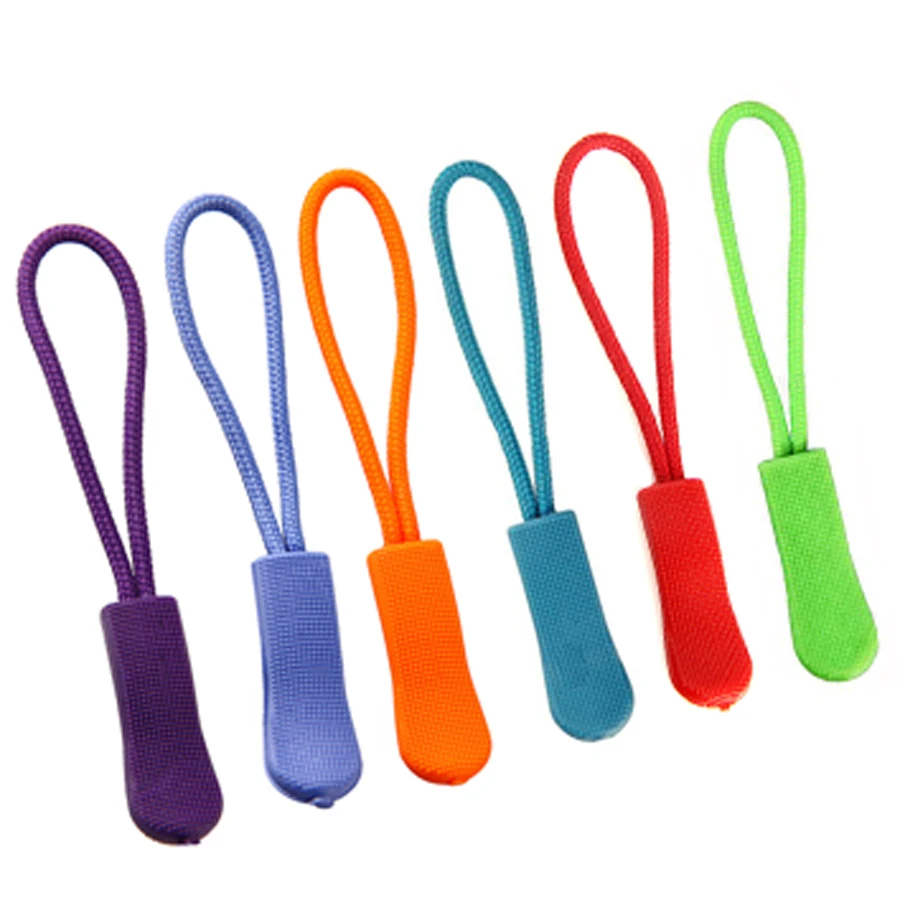 

6Pcs Zipper Pull Puller End Fit Rope Tag Fixer Zip Cord Tab Replacement Clip slider Buckle Rope 15 Color