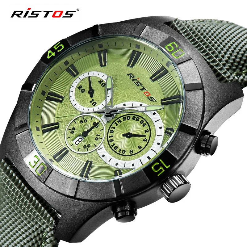 Men's Watches Male Clock Brand Luxury Ristos Military Sport Luminous Wristwatch Leather Quartz Watch relogio masculino | Наручные