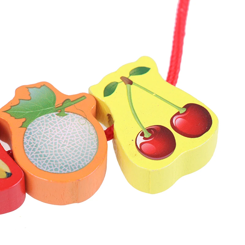 Детские деревянные игрушки DIY игрушка мультфильм фрукты животное нанизывание резьбы деревянные бусины игрушка обучающая для детей Новинка