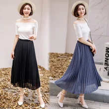 Летнее Новое поступление милая плиссированная юбка Феи Женская тонкая однотонная шифоновая юбка с высокой талией 4 цвета