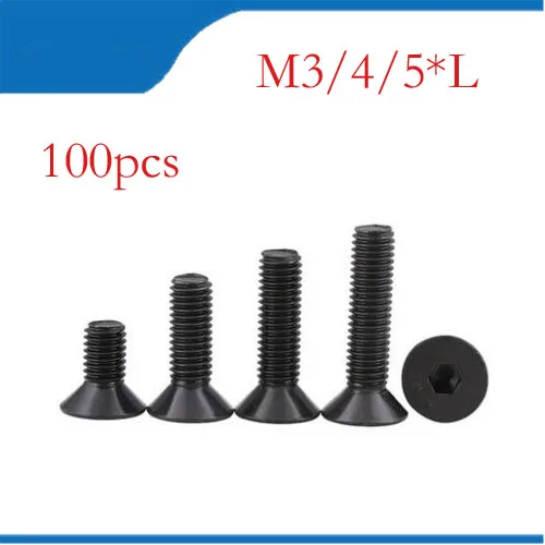 Screw 100PCS M3 M4 M5 series 10.9 round M*6/8/10/12-50 mm Steel Flat Countersunk Head Hex Socket Screw nails,bolts цена Screw 100PCS M3 M4 M5 series 10.9 round M*6/8/10/12-50 mm Steel Flat Countersunk Head Hex Socket Screw nails,bolts цены онлайн