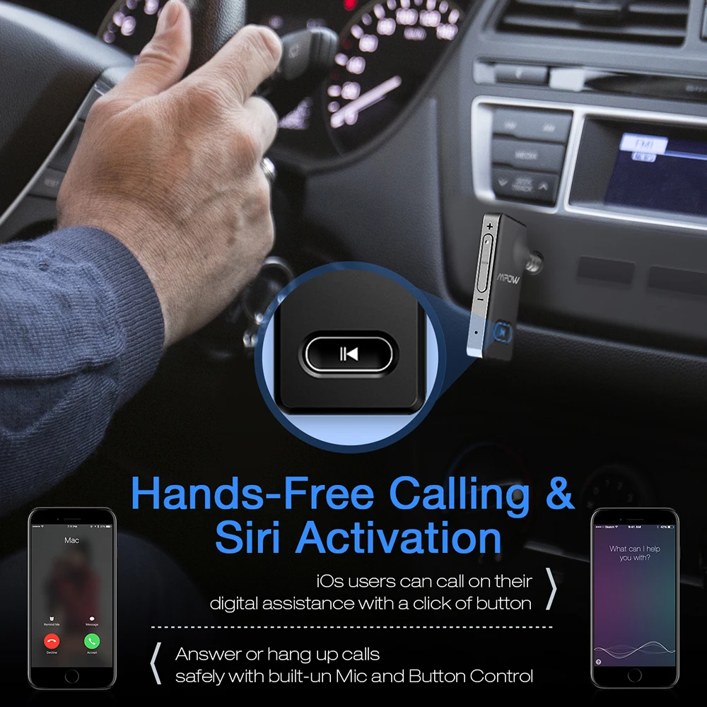 Адаптер Mpow Bluetooth 3 5 мм BH129 обновленный приемник для быстрой зарядки аудио стерео