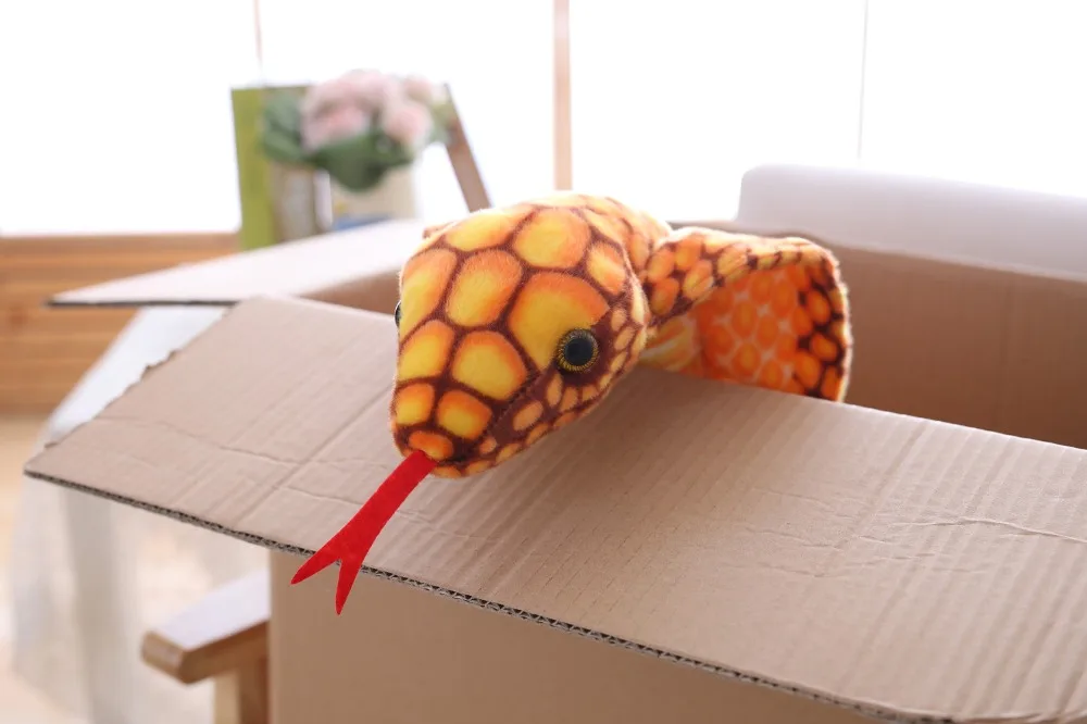 Реалистичная Кобра плюшевая игрушка змея коричневый длинный чучело боа змей креативный плюши для мальчиков Детский подарок 210 см