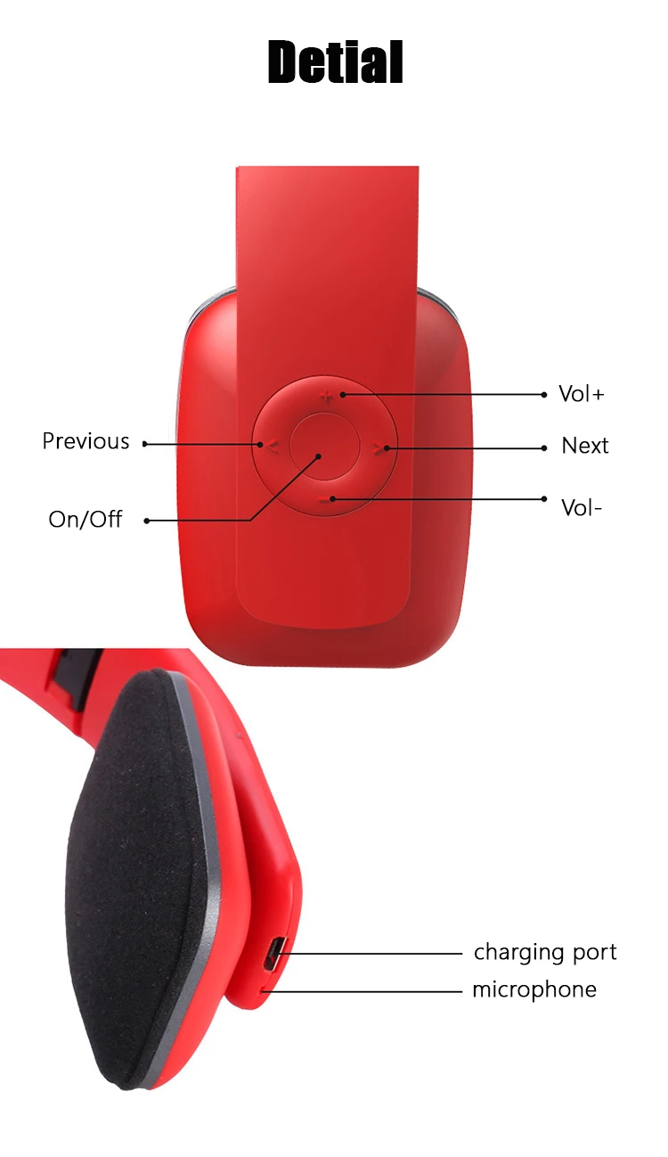 Bluetooth беспроводные наушники Беспроводная стерео гарнитура складная Спортивная Бас-гарнитура Регулируемые наушники с микрофоном для ios